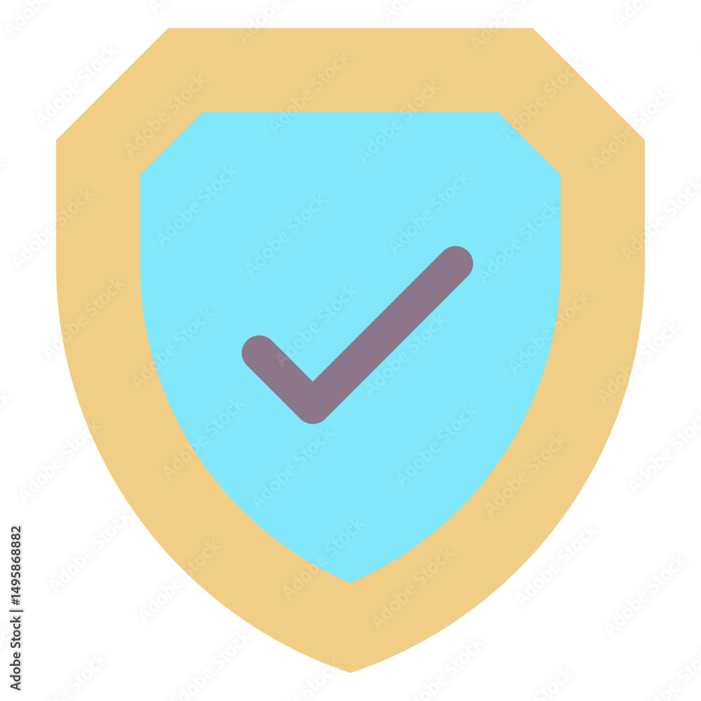 Poster shield with checkmark vector flat isolated icon, user interface icon.
