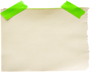 Blank Beige Paper Note with Green Tape Corners Ready for Your Message