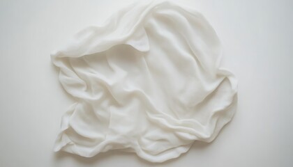 Obraz premium High-quality white cloth banner mockup with natural fiber texture on white