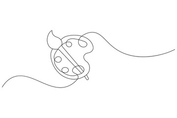 Paint palette brush icon continuous one line drawing outline  vector design
