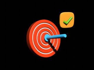 3d archery target icon on light white background. 3d render illustration. Perfect for website or application design.