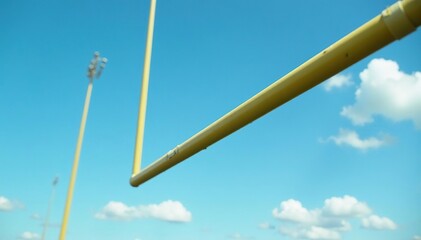 Close-up of American football goalposts against a clear sky, sports, competition