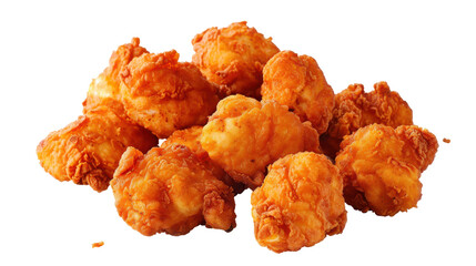 Crispy golden fried chicken pieces piled high on a clean surface, perfect for sharing