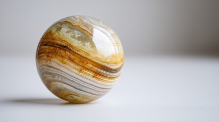 Smooth marble sphere on white, study in texture, light, and minimalist design