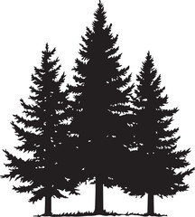 Obraz premium Pine Tree Silhouette Vector Illustration on Transparent Background