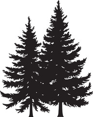Obraz premium Pine Tree Silhouette Vector Illustration on Transparent Background