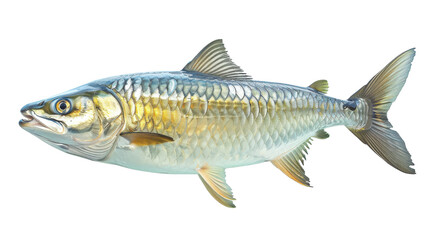 Fototapeta premium Realistic illustration of a fish swimming gracefully in clear water, showcasing its vibrant scales
