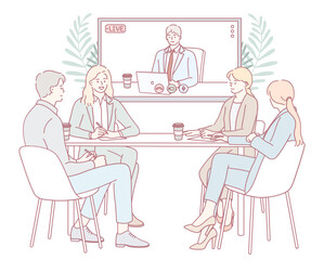 A contemporary virtual meeting, where professionals are actively joining the discussion through a video call