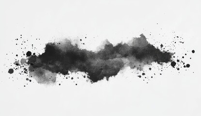 Abstract Black Ink Splatter on White Background