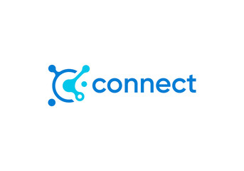 molecule connection technology logo vector design concept	
