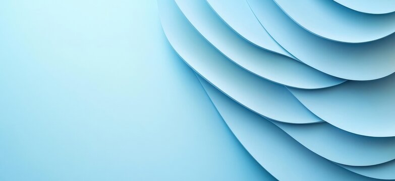 Abstract Layered Light Blue Shapes on a Solid Background