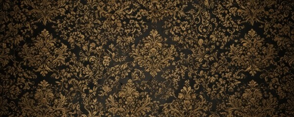 Intricate black & gold damask pattern, metallic sheen , scroll, elegant, ornate