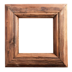 Rustic wooden picture frame with a square opening, ideal for showcasing art or photos