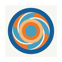 Abstract colorful circular design featuring concentric rings and swirling shapes