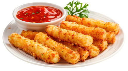 Deliciously crispy breaded cheese sticks served with tangy marinara sauce