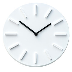 Minimalist White Wall Clock with Black Hands for Modern Home Decor on transparent background
