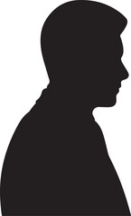 Silhouette of a Man in Profile View on White Background