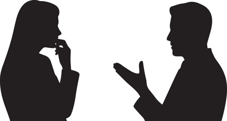 Silhouette of a Man and Woman in Conversation