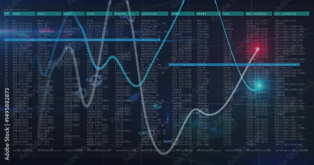 Poster grid overlay filling then waveforms weaving teal bar scanning headers pulsing markers for data