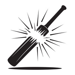 Broken Cricket Bat Black Silhouette Vector Graphic For Sports Designs Vector black silhouette. with white background