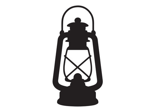 Silhouette of a Lantern logo silhouette vector,  hurricane lamp logo icon silhouette design, Silhouette old unique lantern, ramadan lantern vector silhouette  vector style isolated on white background