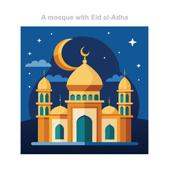 Mosque Celebrating Eid al-Adha Under the Moon