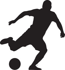 Silhouette of a Soccer Player Kicking a Ball