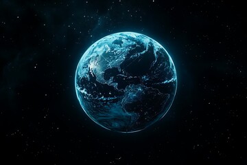 Obraz premium Glowing Earth in space, a celestial view with distant stars in the background