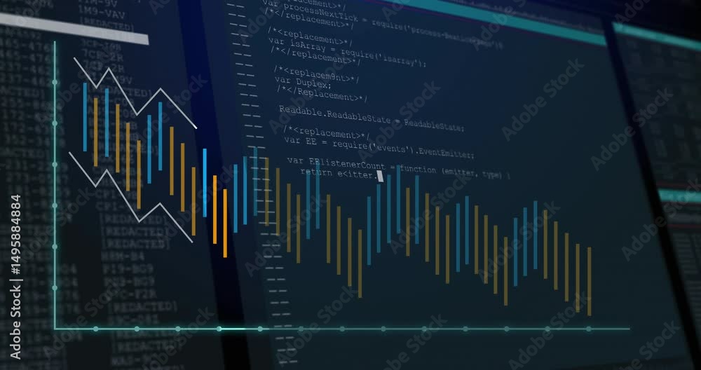 Poster after screen loading amber blue bars growing shifting right over editor to visualize data trends