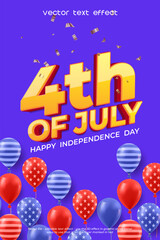 4th of july independence day with editable 3d text effect