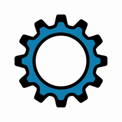 Blue Gear Icon, Cogwheel, Machine Part, Settings Symbol