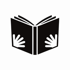 Open Book with Hands Icon, Reading, Education Symbol