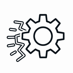 Broken Gear Icon:  System Failure, Malfunction Illustration
