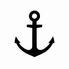 Simple Black Anchor Icon, Nautical Symbol, Maritime Graphic