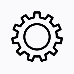 Simple Black Gear Icon, Cogwheel, Machine Part Illustration