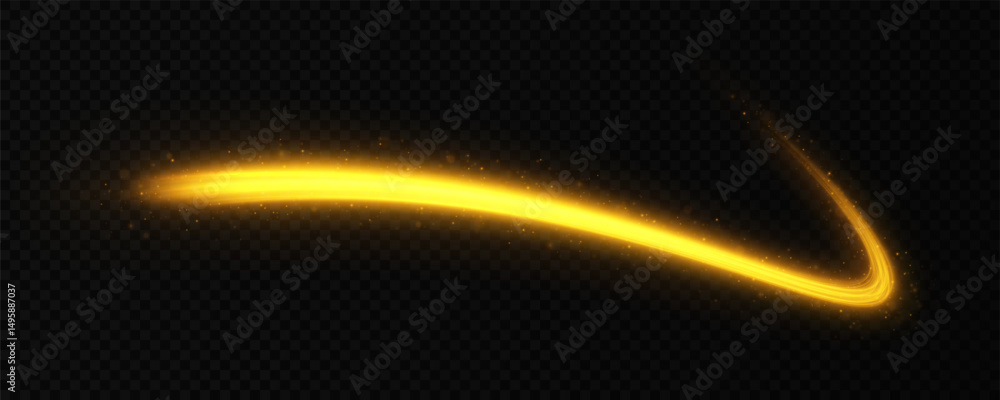 Wall mural glowing speed lines with light effect. glittering flow of magical trail. shining wavy lines with spa
