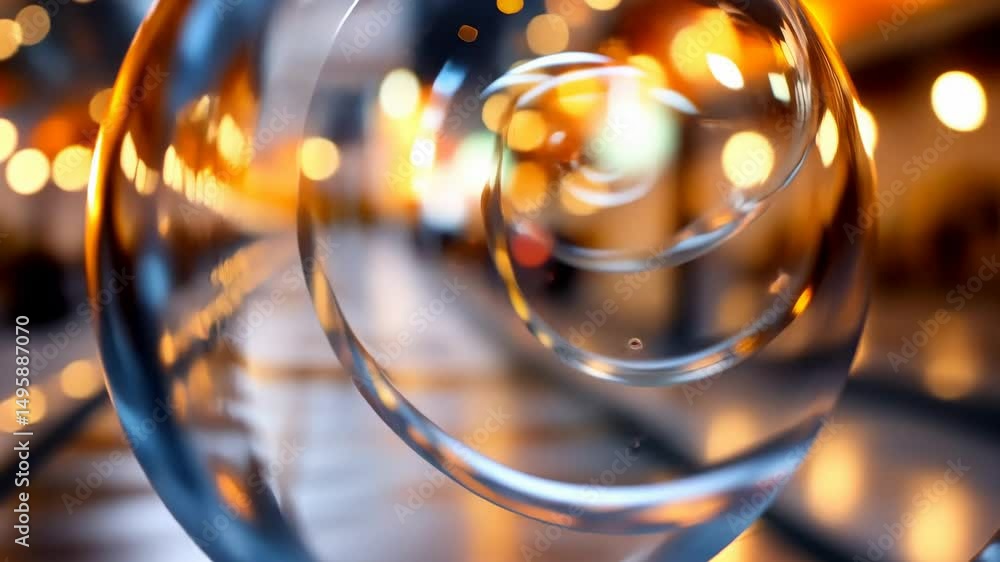 Poster abstract art with glowing bokeh and transparent circles in a vibrant urban setting.