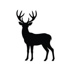 Fototapeta premium Majestic Stag Silhouette Black and White Deer Vector Illustration