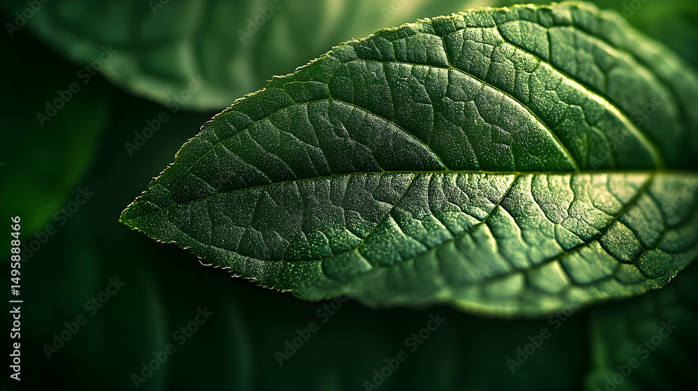 Poster close-up view of a leaf's intricate vein structure.
