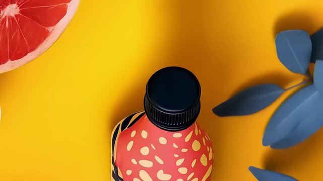 Refreshing Citrus Beverage Mockup: Vibrant Colors and Modern Artistic Design