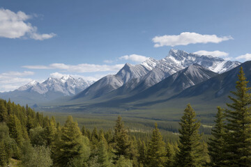 breathtaking view of rocky mountains surrounding calgary showcasing majestic peaks and lush valleys