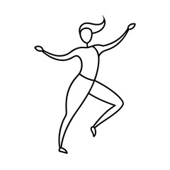 Dancing Silhouette Outline Line Art Vector