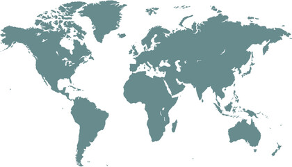World map. Grey modern vector map. Silhouette map