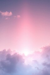 Obraz premium Ethereal cloudscape with radiant sunlight creating a heavenly atmosphere serene peaceful dreamlike background warm glow soft pastel colors fluffy clouds celestial