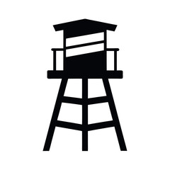 Lifeguard Chair Black Vector Silhouette