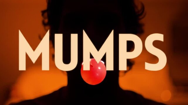 &ldquo;MUMPS&rdquo; Stylized Text Over Blurred Face Silhouette with Swollen Salivary Glands &ndash; Pediatric Viral Illness Medical Visual

