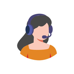 podcast female character icon in flat art style