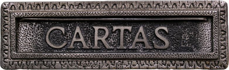 Caixa De Correio Antiga de ferro fundido para muro.