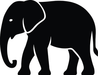 Minimal elephant silhouette for educational themes, Strong elephant graphic for wildlife decor