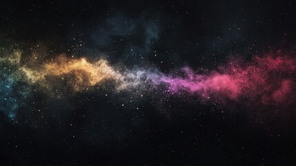 Fototapeta premium Color Blast: Vibrant Powder Explosion in a Rainbow of Hues Against a Dark Canvas